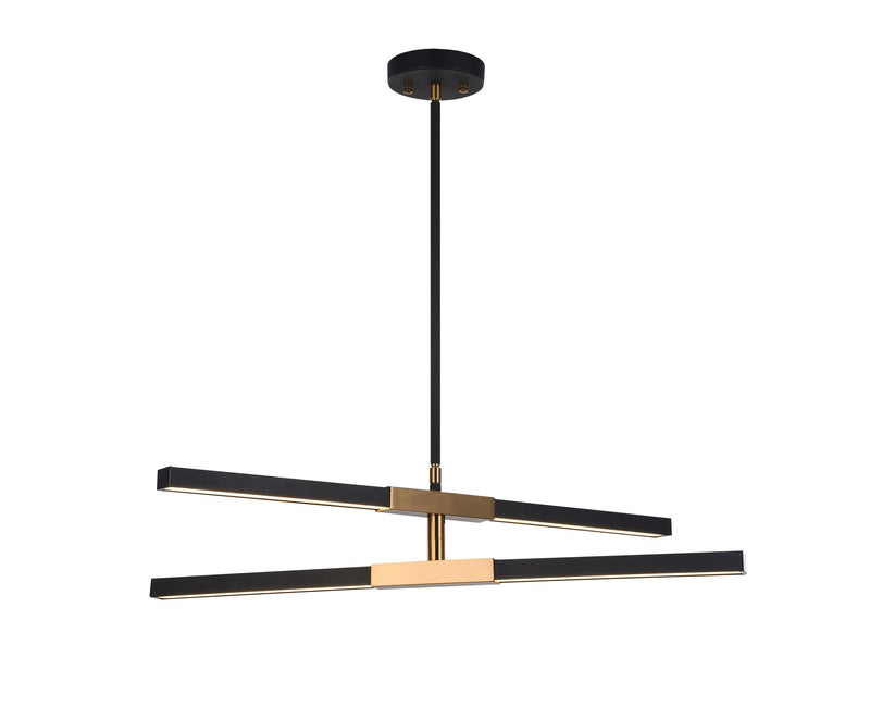 Lineare 28" 4-Light LED Chandelier in Matte Black / Aged Gold Brass