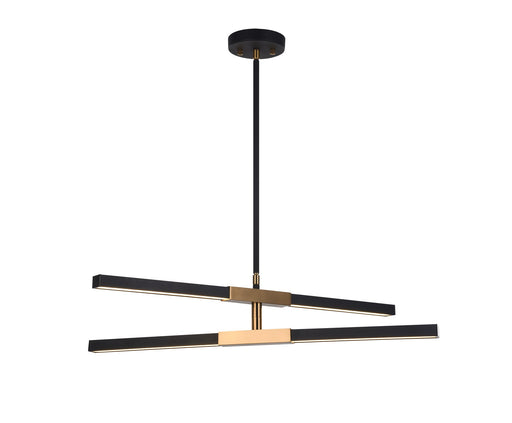 Lineare 28" 4-Light LED Chandelier in Matte Black / Aged Gold Brass