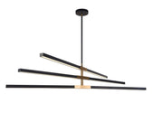 Lineare 49" 6-Light LED Chandelier in Matte Black / Aged Gold Brass