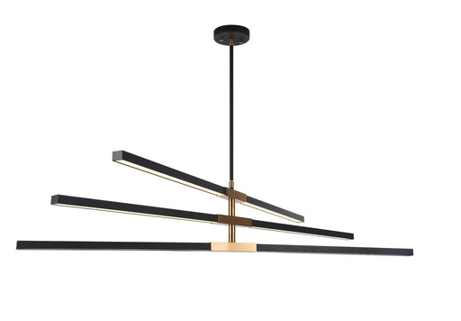Lineare 49" 6-Light LED Chandelier in Matte Black / Aged Gold Brass
