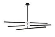 Lineare 49" 6-Light LED Chandelier in Matte Black / Chrome