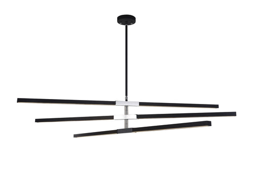 Lineare 49" 6-Light LED Chandelier in Matte Black / Chrome