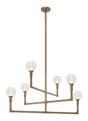 Candlestix 6-Light Chandelier in Aged Gold Brass