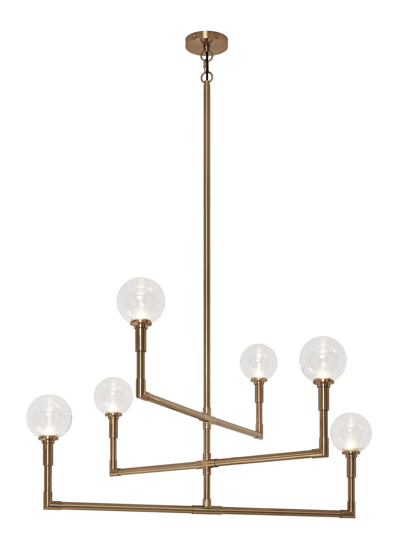 Candlestix 6-Light Chandelier in Aged Gold Brass