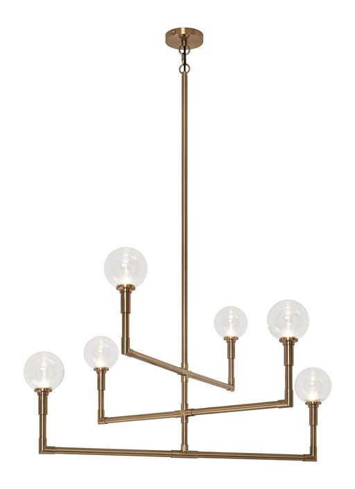 Candlestix 6-Light Chandelier in Aged Gold Brass