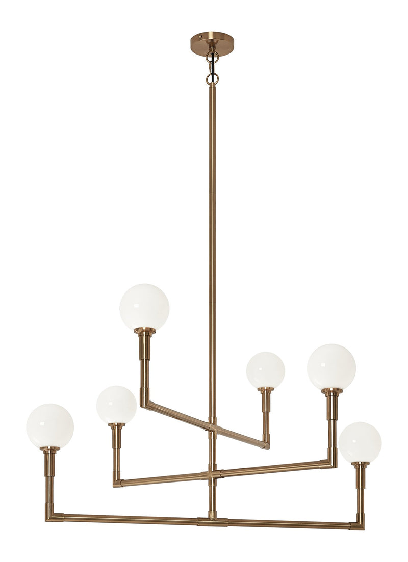 Candlestix 6-Light Chandelier in Aged Gold Brass