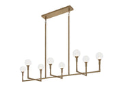 Candlestix 8-Light Linear Chandelier in Aged Gold Brass