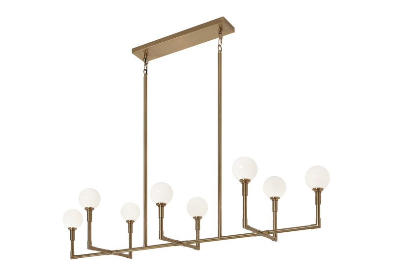 Candlestix 8-Light Linear Chandelier in Aged Gold Brass