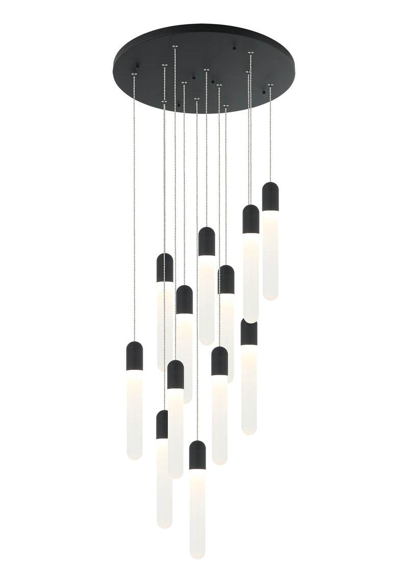 Aydin 12-Light Pendant in Matte Black