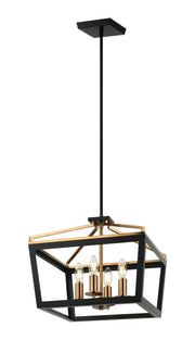 Mavonshire 16" 4-Light Chandelier in Black / Aged Gold Brass