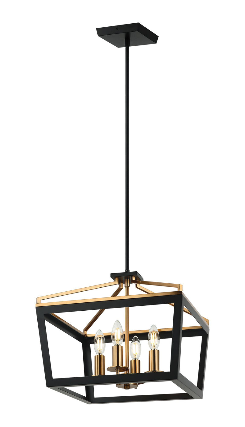Mavonshire 16" 4-Light Chandelier in Black / Aged Gold Brass