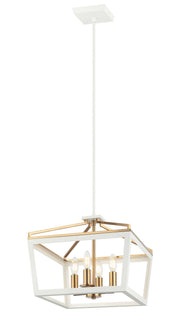 Mavonshire 16" 4-Light Chandelier in White / Aged Gold Brass