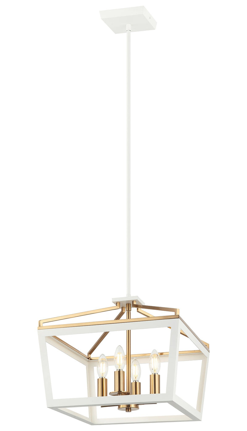 Mavonshire 16" 4-Light Chandelier in White / Aged Gold Brass