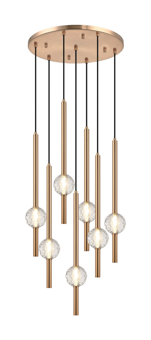 Windchimer 7-Light Pendant in Aged Gold Brass