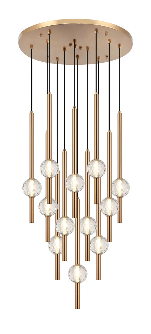 Windchimer 12-Light Pendant in Aged Gold Brass