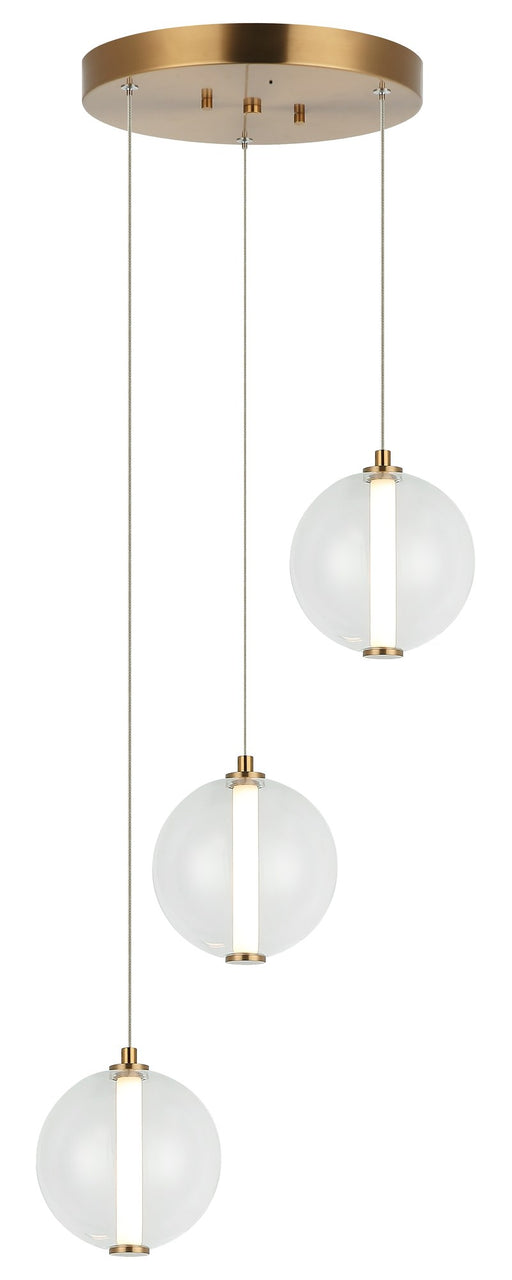 Belange 3-Light Pendant in Aged Gold Brass