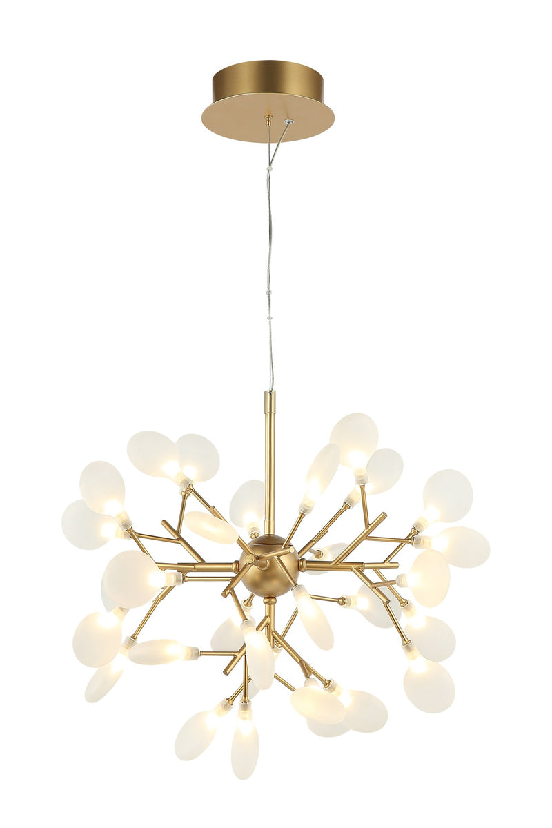 Hydrangea Bloom 30-Light Chandelier in Gold