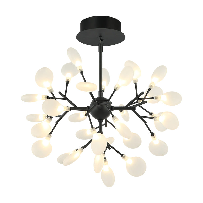Hydrangea Bloom 30-Light Chandelier in Matte Black
