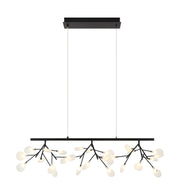 Hydrangea Bloom 27-Light Linear Chandelier in Matte Black