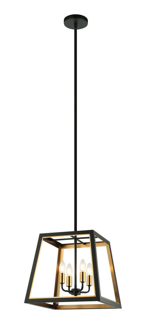 Rosalie 4-Light Lantern Pendant in Matte Black / Aged Gold Brass
