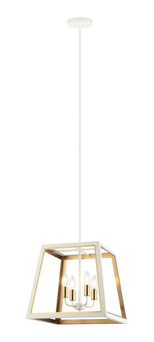 Rosalie 4-Light Lantern Pendant in White / Aged Gold Brass