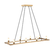 Cascadian 38" 8-Light Linear Chandelier in Aged Gold Brass