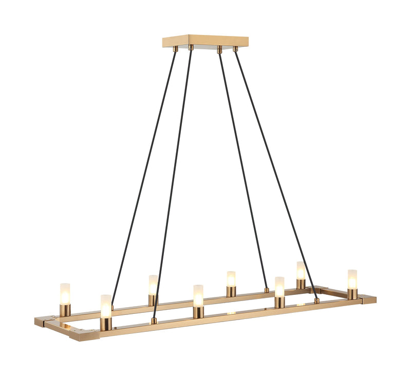 Cascadian 38" 8-Light Linear Chandelier in Aged Gold Brass