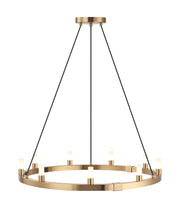 Cascadian 30" 9-Light Chandelier in Aged Gold Brass