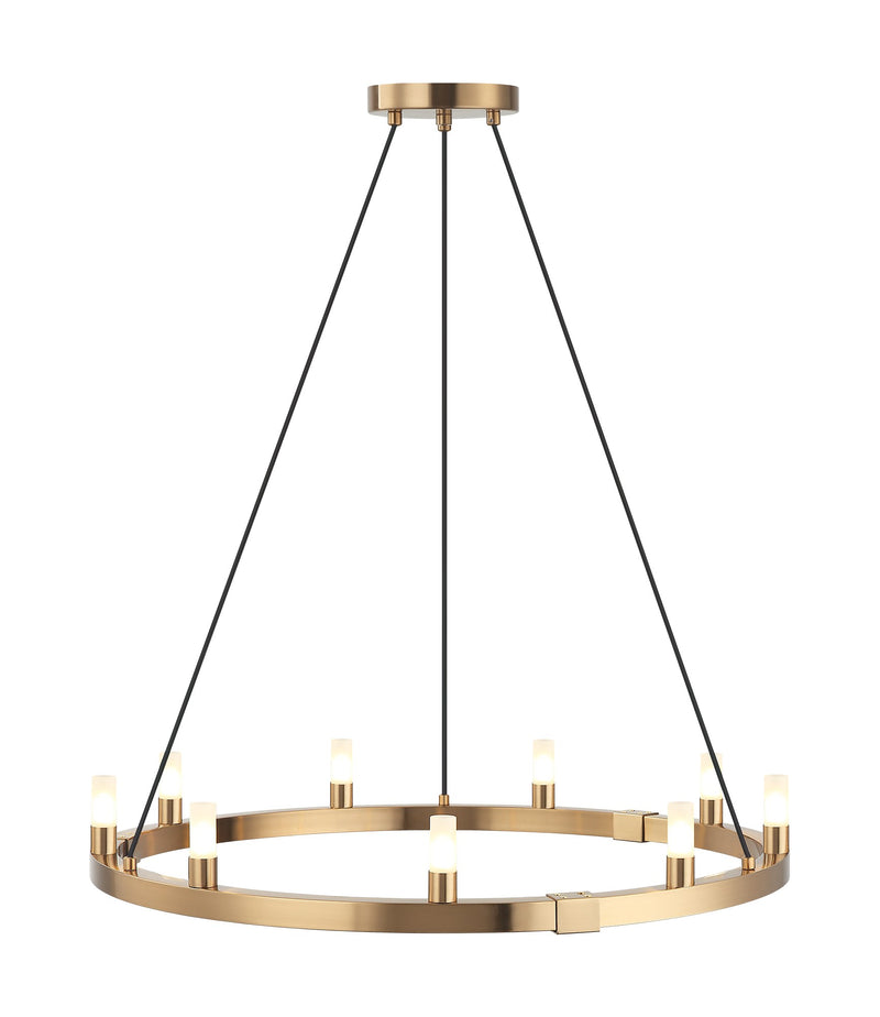 Cascadian 30" 9-Light Chandelier in Aged Gold Brass