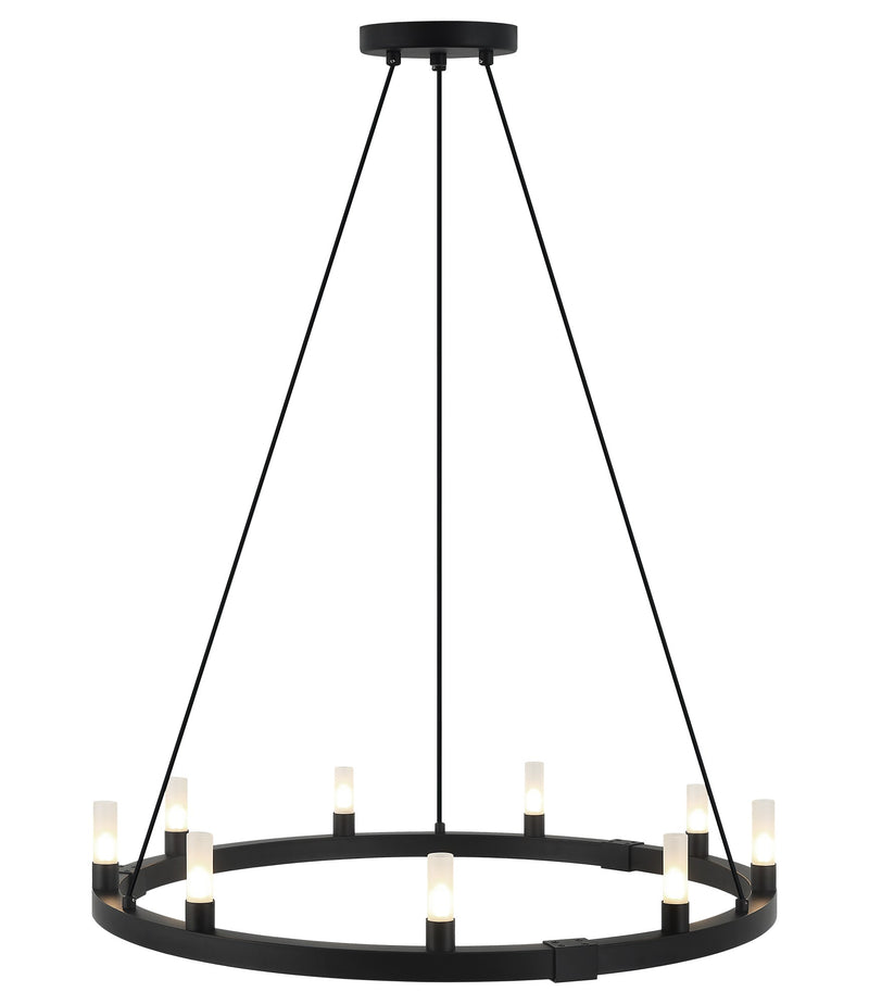 Cascadian 30" 9-Light Chandelier in Matte Black