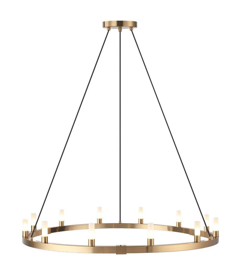 Cascadian 39" 12-Light Chandelier in Aged Gold Brass