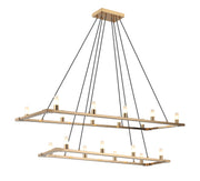 Cascadian 48" 18-Light Two-Tier Linear Chandelier in Aged Gold Brass
