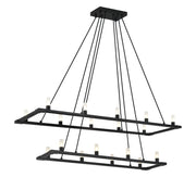 Cascadian 48" 18-Light Two-Tier Linear Chandelier in Matte Black