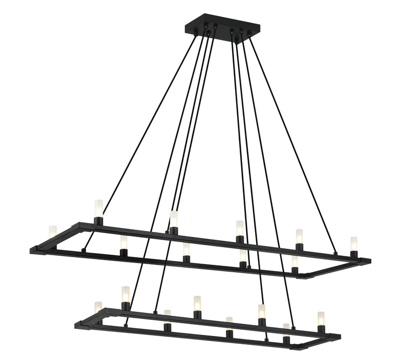 Cascadian 48" 18-Light Two-Tier Linear Chandelier in Matte Black