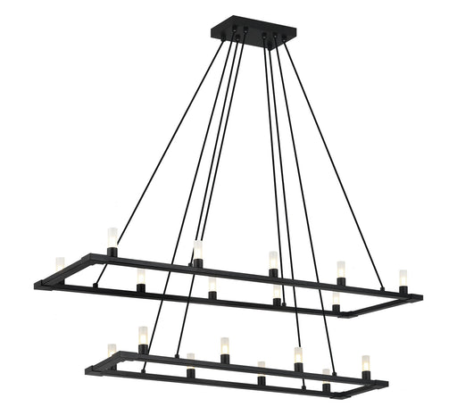 Cascadian 48" 18-Light Two-Tier Linear Chandelier in Matte Black