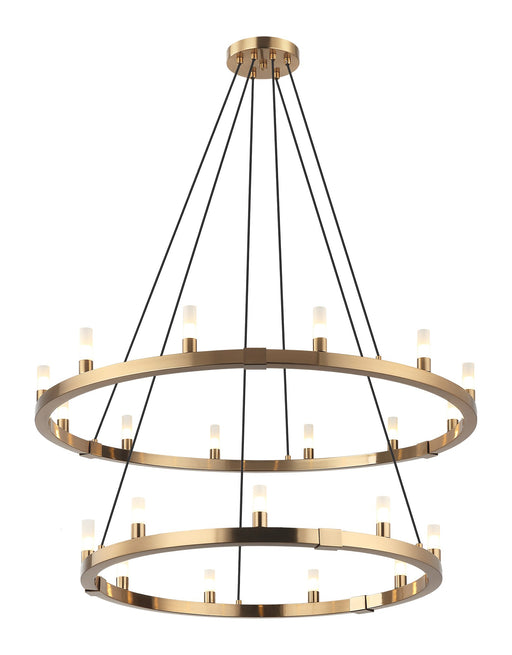 Cascadian 39" 21-Light Two-Tier Chandelier in Aged Gold Brass