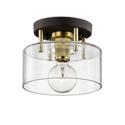 Bergamot Station 8.5" Semi-Flush Mount in Bronze / Brushed Brass