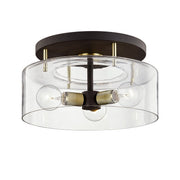 Bergamot Station 3-Light Semi-Flush Mount in Bronze / Brushed Brass