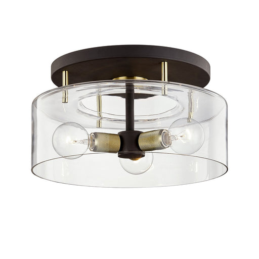 Bergamot Station 3-Light Semi-Flush Mount in Bronze / Brushed Brass