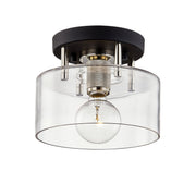 Bergamot Station 8.5" Semi-Flush Mount in Texture Black / Polished Nickel