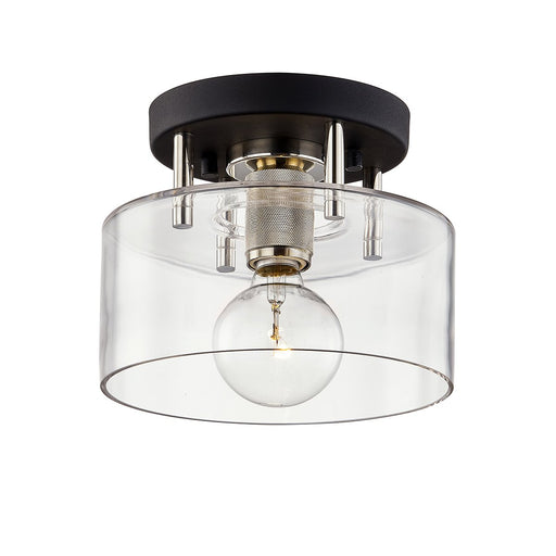 Bergamot Station 8.5" Semi-Flush Mount in Texture Black / Polished Nickel