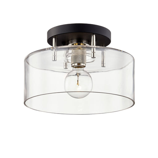 Bergamot Station 12" Semi-Flush Mount in Texture Black / Polished Nickel