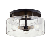 Bergamot Station 3-Light Semi-Flush Mount in Texture Black / Polished Nickel