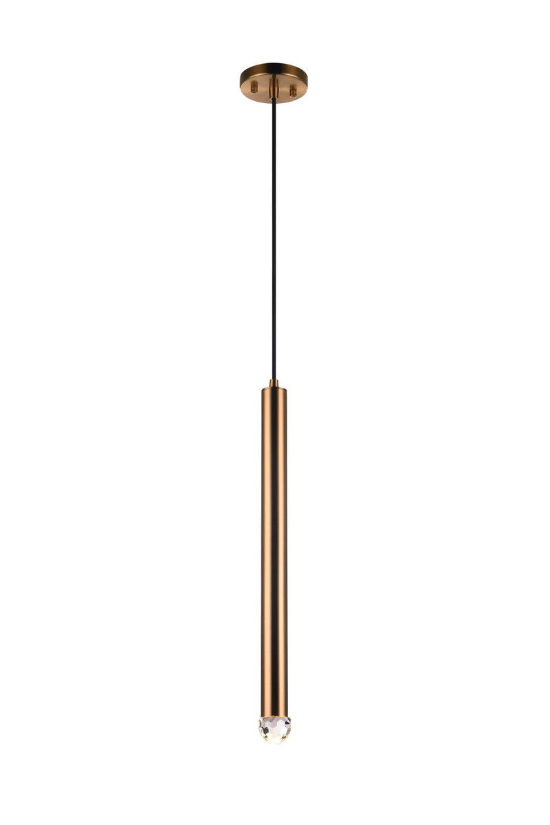 Reign 2" LED Mini Pendant in Aged Gold Brass