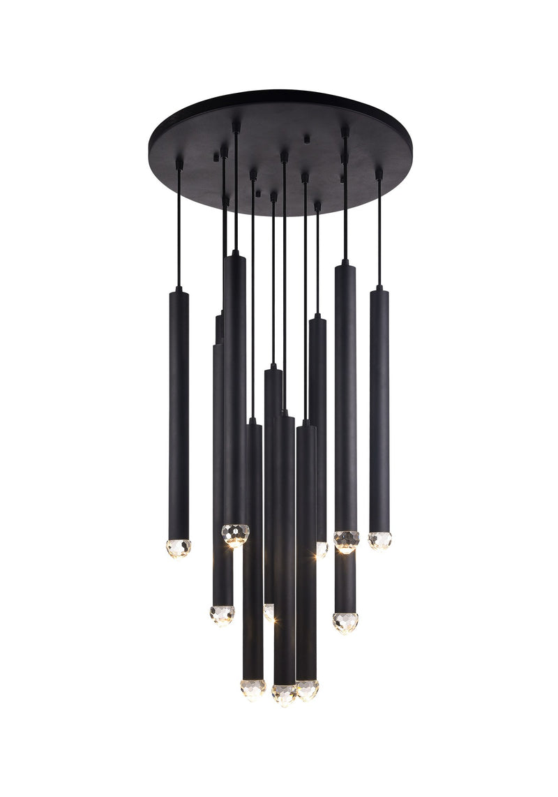 Reign 23.5" 12-Light LED Pendant in Matte Black