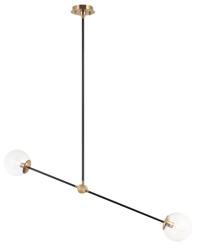Cosmic 34" 2-Light Linear Chandelier in Aged Gold Brass