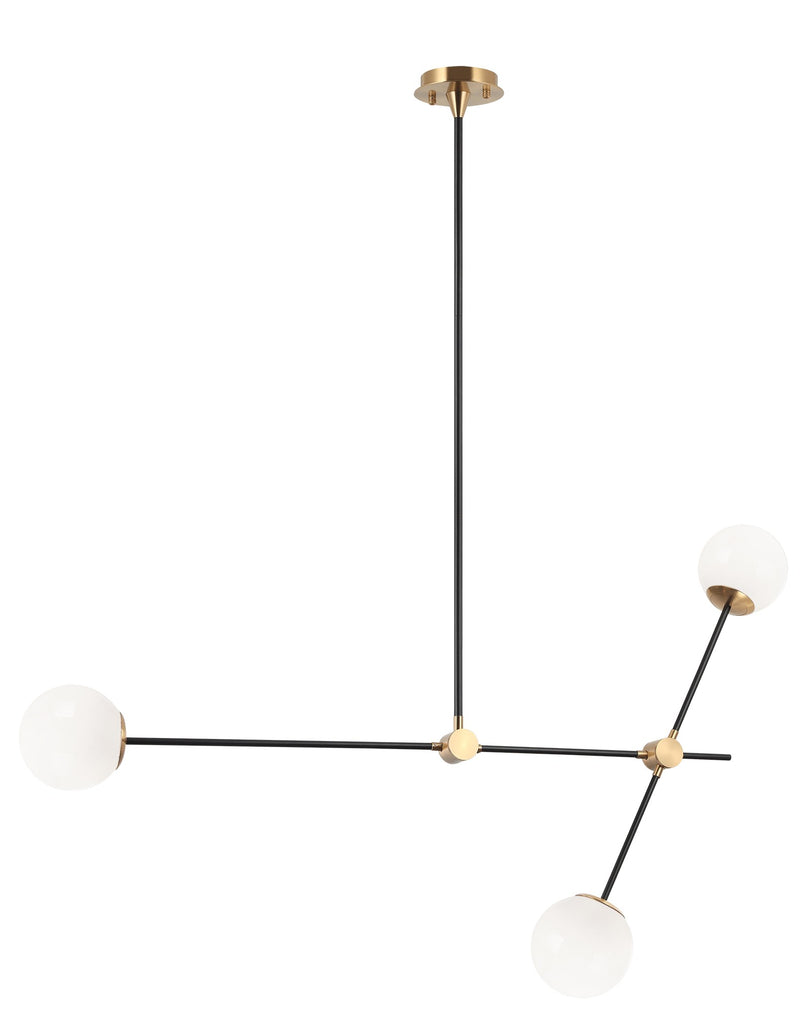 Cosmic 50" 3-Light Linear Chandelier in Aged Gold Brass