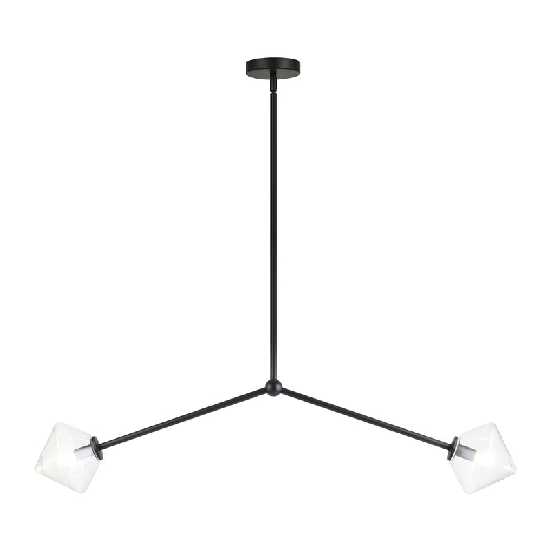 Novo 38.75" 2-Light Linear Chandelier in Black