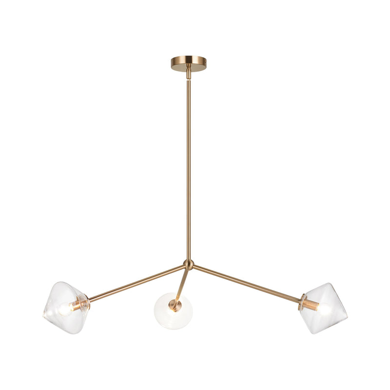 Novo 30.5" 3-Light Chandelier in Aged Gold Brass