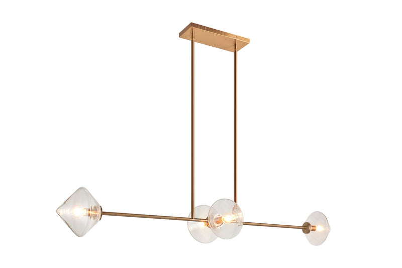 Novo 47.5" 4-Light Linear Chandelier in Aged Gold Brass